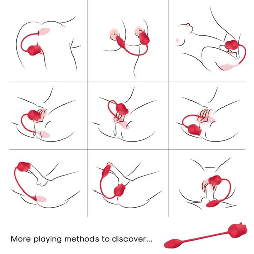ARMONY - PINK 2 IN 1 SUCTION STIMULATOR & VIBRATOR 10 MODES WITH RED TAIL