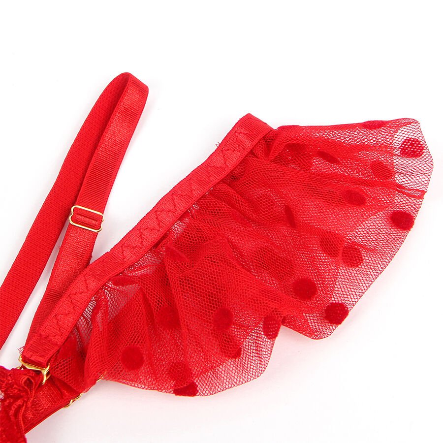 SUBBLIME - 957506  LACE BRA AND GARTER SET RED S/M